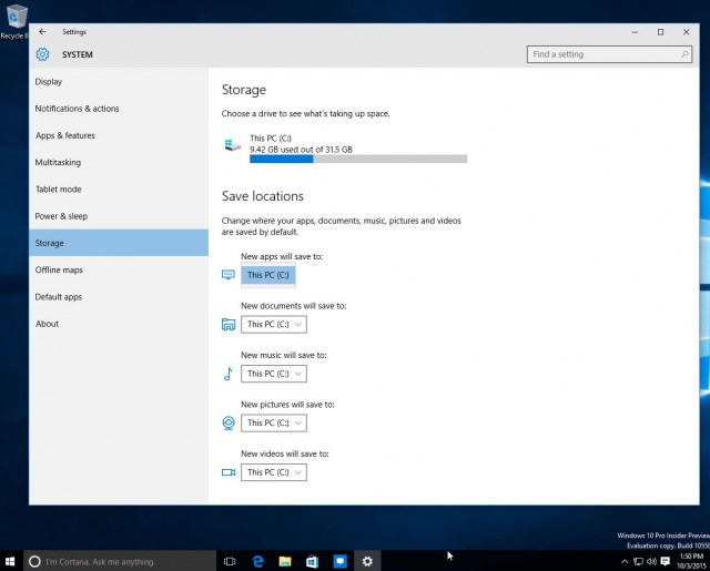 Сборка Windows 10 Build 10558 позволяет сохранить приложения на другой диск