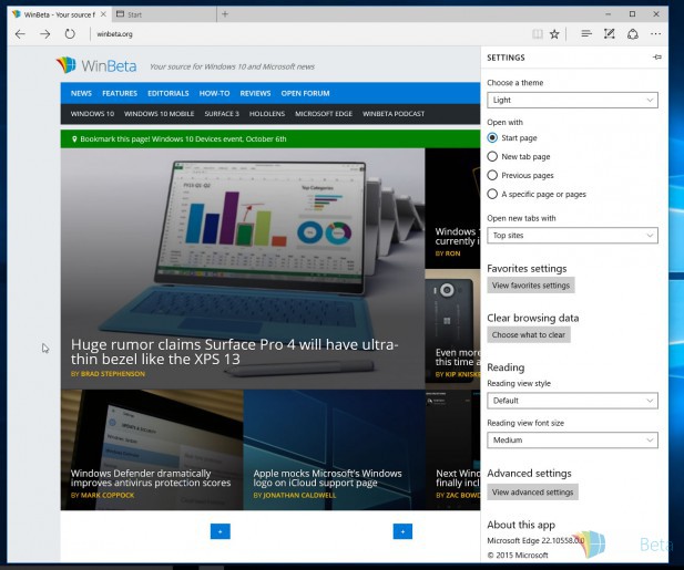 Нововведения браузера Microsoft Edge в сборке Windows 10 Build 10558 (обновлено)