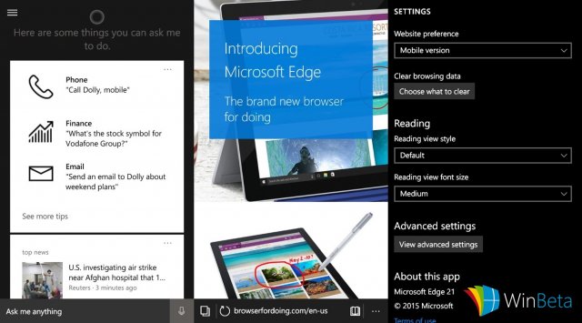 Скриншоты новой сборки Windows 10 Mobile