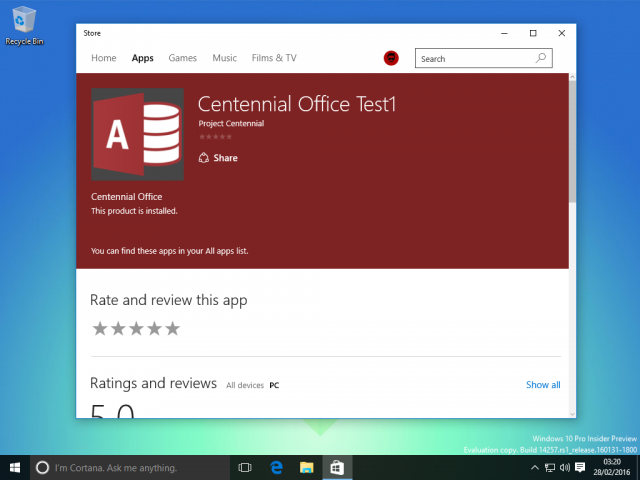 Microsoft тестирует десктопную версию Office для Project Centennial