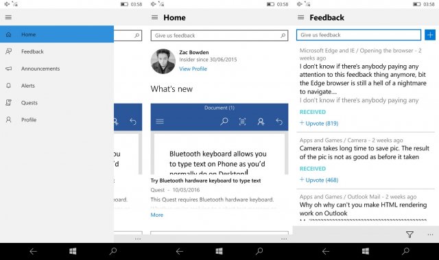 Windows 10 Redstone: Microsoft объединила приложения  Insider Hub и Windows Feedback