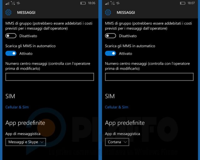 Голосовой помощник Cortana  может быть установлен в качестве SMS-клиента в последней внутренней сборке Windows 10 Mobile