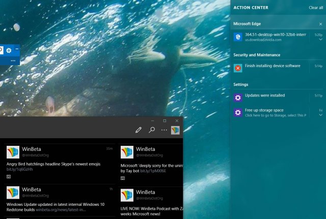 Последняя сборка Windows 10 Redstone научилась отображать загрузки браузера Microsoft Edge в Центре уведомлений