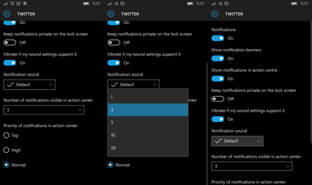 Центр уведомлений в Windows 10 Mobile Redstone позволит выставить приоритет для уведомлений приложений