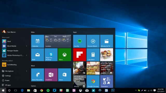 Windows 10 Anniversary Update: новое меню Пуск в действии