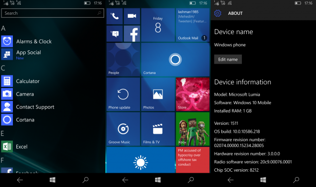 Microsoft выпустила сборку Windows 10 Mobile Build 10586.218 (обновлено)