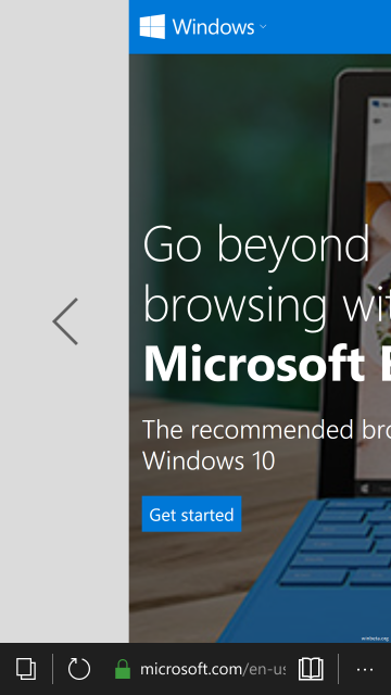 В последних сборках Windows 10 появились жесты навигации для Microsoft Edge