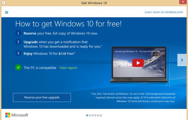 Приложение «Получить Windows 10»  будет удалено из Windows 7 / 8.1 после 29-ого июля