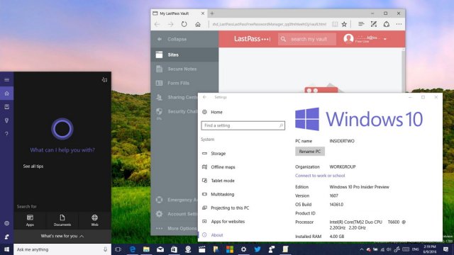 Другие улучшения сборки Windows 10 Build 14361