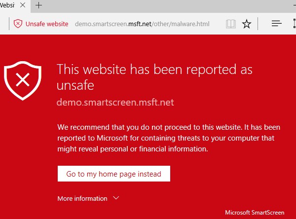 Ошибка в Microsoft Edge позволяет показывать поддельные сообщения SmartScreen