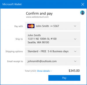 Браузер Microsoft Edge получил поддержку Payment Request API в Windows 10 Build 14986