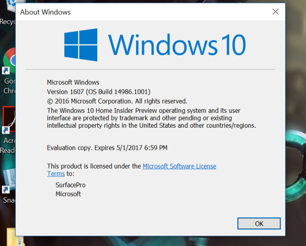 Microsoft выпустила Windows 10 Build 14986.1001 для инсайдеров