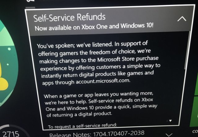 Microsoft позволит сделать возврат средств в Xbox One и Windows 10
