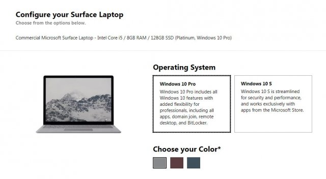 Microsoft теперь продает Surface Laptop с Windows 10 Pro