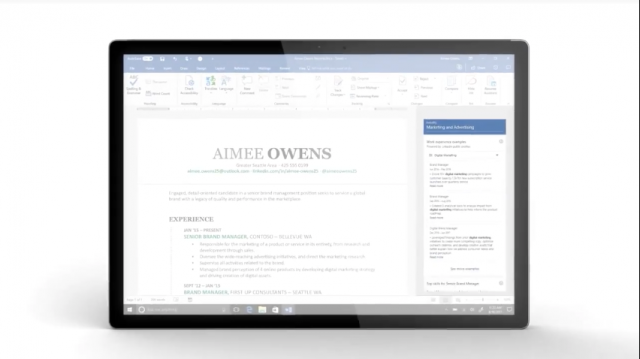 Microsoft Resume Assistant теперь доступен для всех подписчиков Office 365