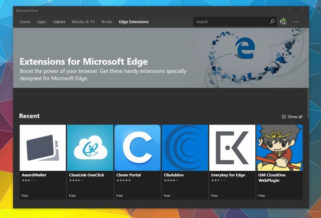 Microsoft Store получил вкладку Edge Extensions