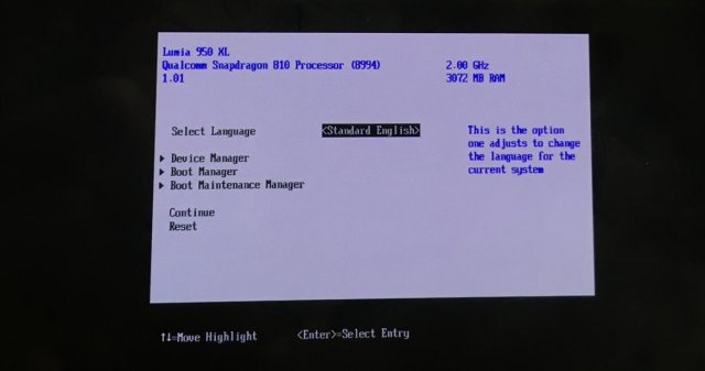 Диспетчер загрузки Windows 10 UEFI был установлен на Lumia 950 XL