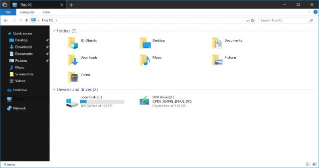 Microsoft работает над тёмной темой для File Explorer