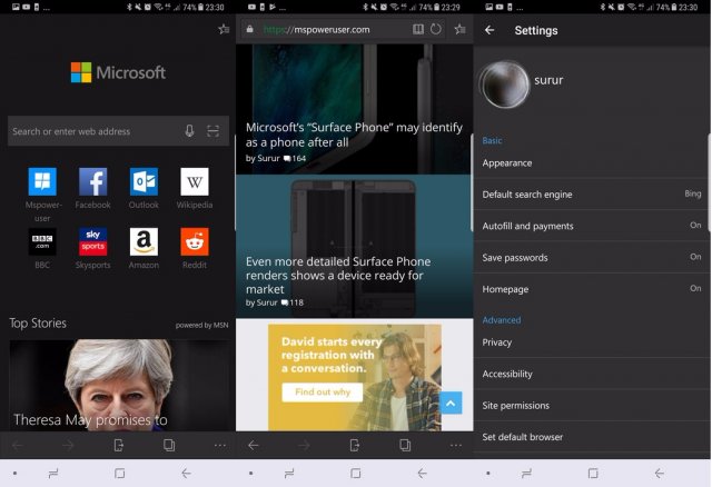 Microsoft Edge Beta получил обновление на Android