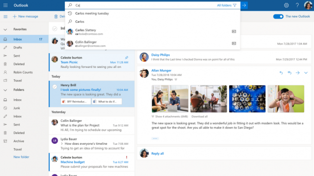 Microsoft анонсировала новые возможности для веб-версии Outlook