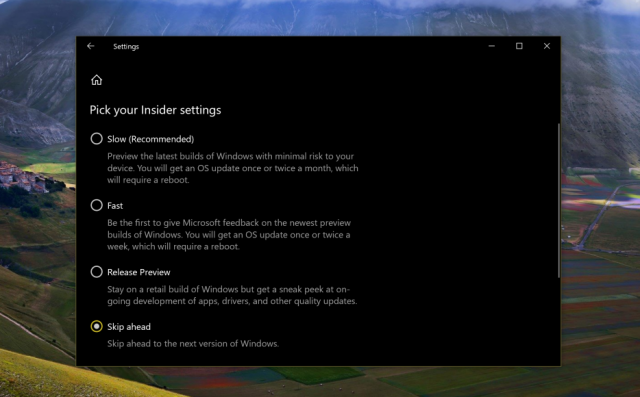 Microsoft открыла кольцо Skip Ahead для сборок Windows 10 19H2 (Обновлено)