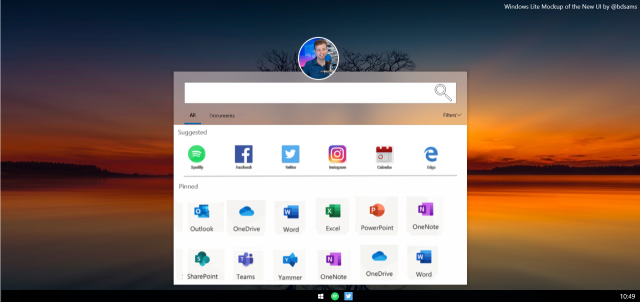 Макет пользовательского интерфейса Windows Santorini