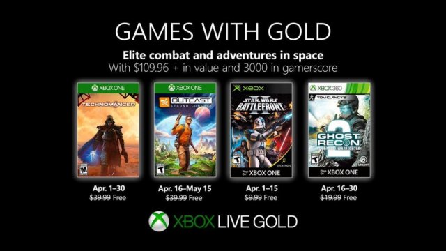 Подписчики Xbox Live Gold получат несколько бесплатных игр в апреле