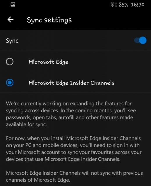 Бета-версия Microsoft Edge на Android получила обновление
