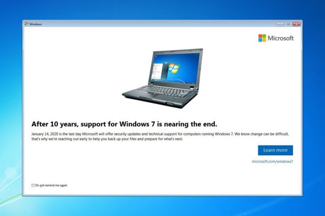 Пользователи Windows 7 начали получать уведомления об окончании поддержки