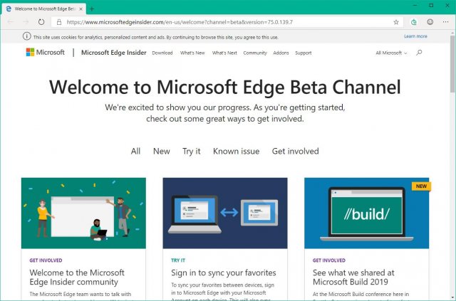 В сеть попала бета-версия браузера Microsoft Edge на Chromium
