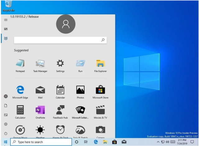 Сборка Windows 10 Build 18947 на видео