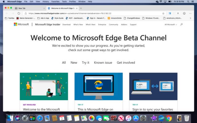 В сеть утекла сборка Microsoft Edge Beta for Mac