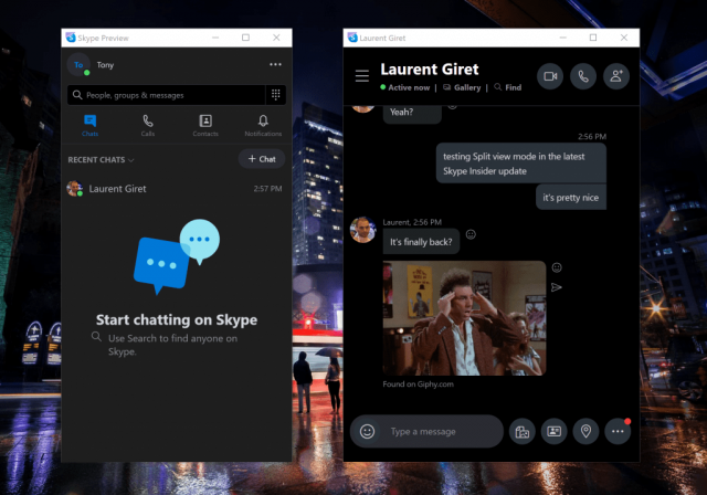 Обновление Skype Insider возвращает Split View Mode в Windows, Mac и Linux