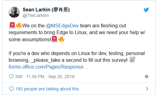 Microsoft может разрабатывать Microsoft Edge for Linux