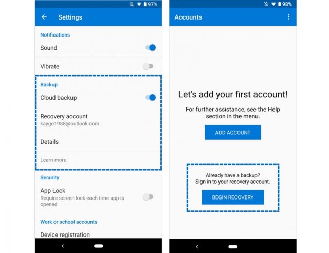 Приложение Microsoft Authenticator для Android теперь поддерживает облачное резервное копирование и восстановление