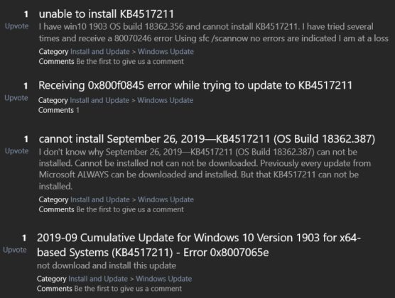 Пользователи Windows 10 жалуются на обновление KB4517211