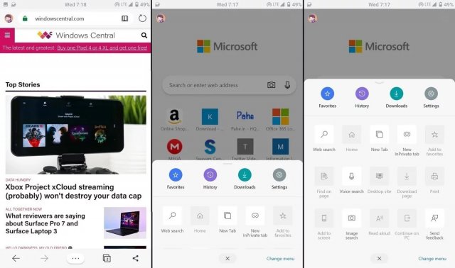 Microsoft Edge для Android получит обновлённый интерфейс