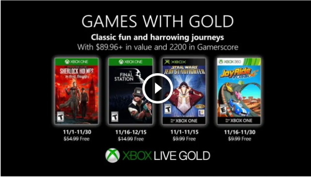 Подписчики Xbox Live Gold получат несколько бесплатных игр в ноябре