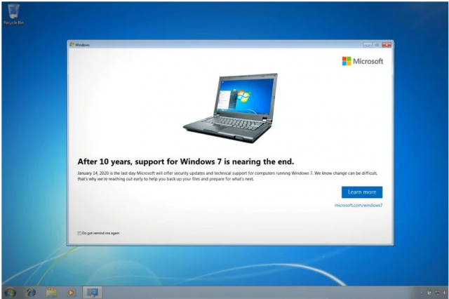 Microsoft начнет предупреждать пользователей Windows 7 о прекращении поддержки 15 января