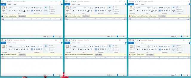 Microsoft рекламирует веб-приложения Office в WordPad