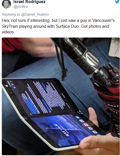 Surface Duo замечен в общественном транспорте (Обновлено)