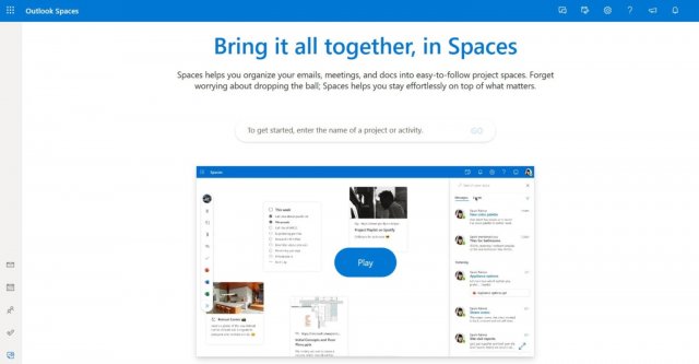 Microsoft работает над новым интерфейсом Outlook под названием Spaces