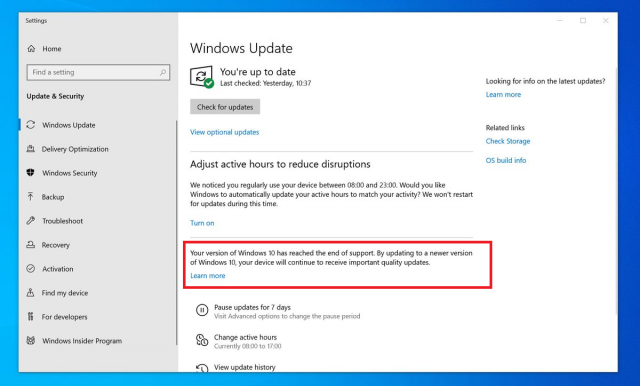 Microsoft хочет обновить пользователей Windows 10 до поддерживаемой версии