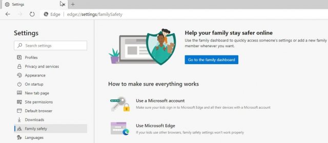 Microsoft Edge Canary получил раздел «Семейная безопасность»