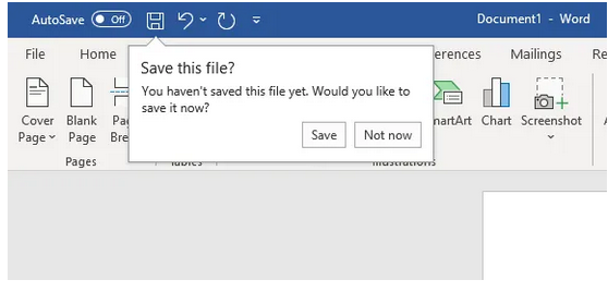 Word для Windows будет показывать умные напоминания о сохранении для несохраненных документов