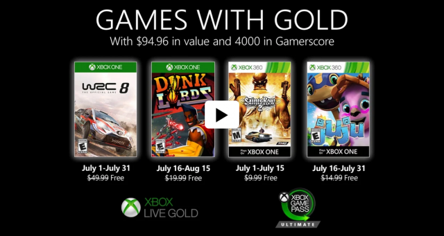 Подписчики Xbox Live Gold получат несколько бесплатных игр в июле