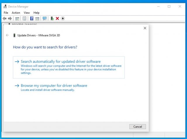 Диспетчер устройств Windows 10 2004 больше не может искать обновления драйверов в Интернете