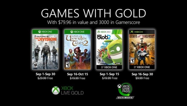 Подписчики Xbox Live Gold получат несколько бесплатных игр в сентябре