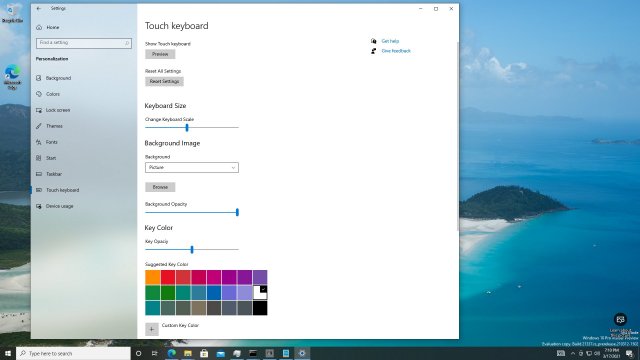 Сборка Windows 10 Build 21337 предлагает новые настройки персонализации для сенсорной клавиатуры