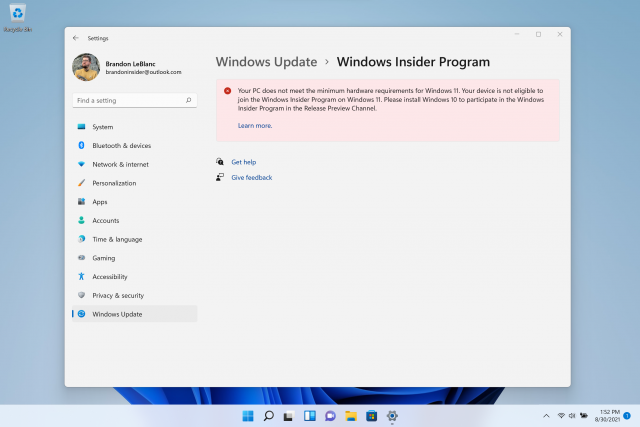 Microsoft начинает рассылать электронные письма инсайдерам Windows 11, которые не соответствуют минимальным системным требованиям